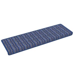 vidaXL Tapetes Adesivos para Escadas Riscas 15 pcs Azul 65 x 21 x 4 cm