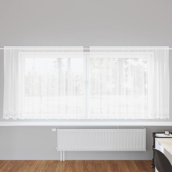 vidaXL Cortina de Renda com cortinas Branco 300 x 140 cm Poli&eacute;ster
