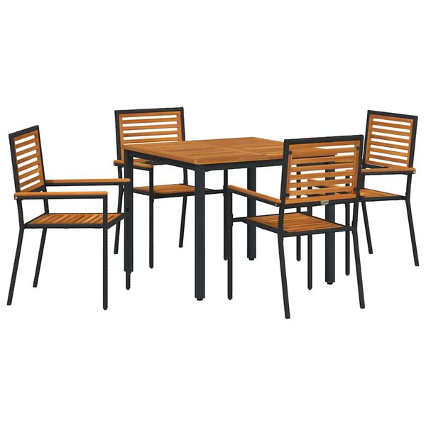 vidaXL Conjunto de Jantar para Jardim 5 pcs Preto 90 x 90 x 75 cm