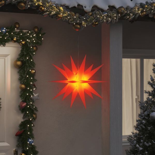 vidaXL Luzes de Natal com LEDs 3 pcs dobrável vermelho 57 cm