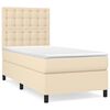 vidaXL Cama com molas/colch&atilde;o 100x200 cm tecido cor creme