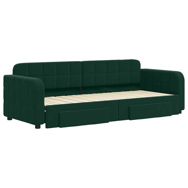 vidaXL Sof&aacute;-cama c/ gavet&atilde;o e gavetas 80x200cm veludo verde-escuro