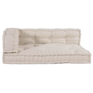 vidaXL Travesseiro para Sof&aacute; Pallet 3 unid. Tecido Creme