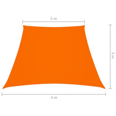 vidaXL Para-sol estilo vela tecido oxford trapézio 3/4x3 m laranja
