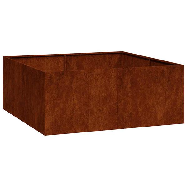 vidaXL Floreira enferrujada 100x100x40 cm a&ccedil;o resistente