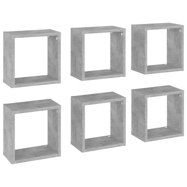 vidaXL Prateleiras parede forma de cubo 6pcs 26x15x26 cm cinza cimento