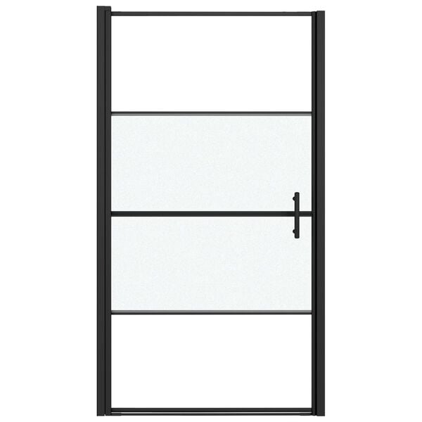 vidaXL Porta de chuveiro meio vidro fosco temperado 100x178 cm preto