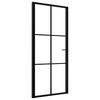 vidaXL Porta de interior em vidro ESG e alum&iacute;nio 93x201,5 cm preto
