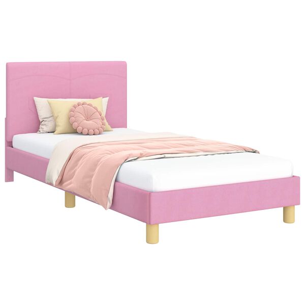 vidaXL Estrutura de Cama Infantil com Cabeceira Rosa 80 x 200 cm