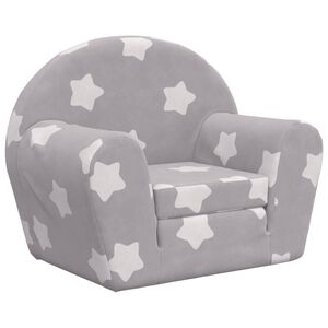 vidaXL Sof&aacute;-cama infantil c/ estrelas pel&uacute;cia macia cinzento-claro