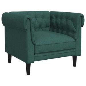 vidaXL Sof&aacute; chesterfield tecido verde-escuro