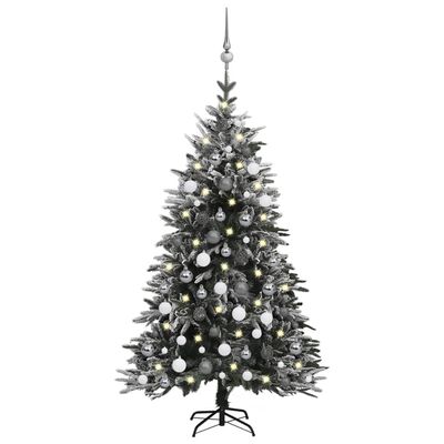 vidaXL Árvore de Natal artificial c/ luzes LED/bolas/neve PVC/PE 120cm