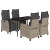 vidaXL 5 pcs conjunto de jantar p/ jardim c/ almofad&otilde;es vime PE cinza