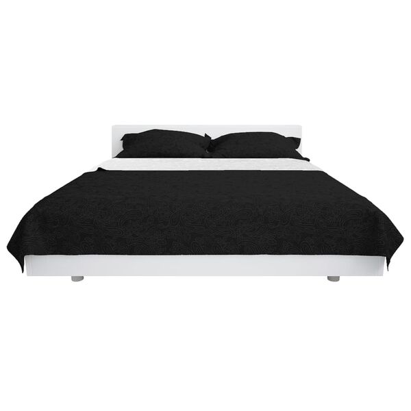 vidaXL Colcha de dupla face acolchoada 170x210 cm preto e branco