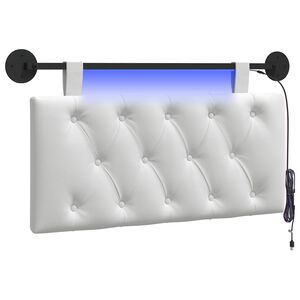 vidaXL Cabeceira suspensa Com luz LED Branco Tecido