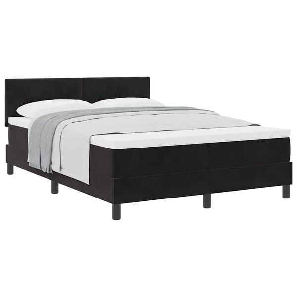 vidaXL Cama Box Spring com Colch&atilde;o Preto 140 x 190 cm tecido