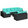 vidaXL 11 pcs conjunto sof&aacute;s de jardim c/ almofad&otilde;es vime PE preto
