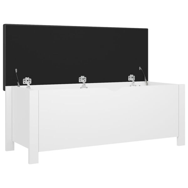 vidaXL Caixa arrumação c/ almofadão deriv. madeira 105x40x45 cm branco