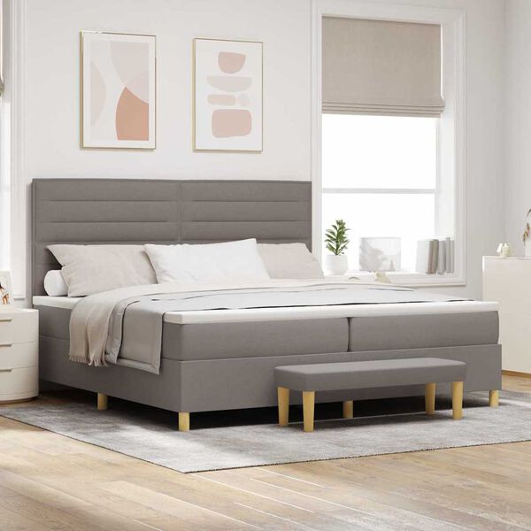 vidaXL Cama Box com colch&atilde;o Cinzento-acastanhado 200 x 200 cm tecido