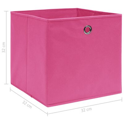 vidaXL Caixas de arrumação 4 pcs 32x32x32 cm tecido rosa