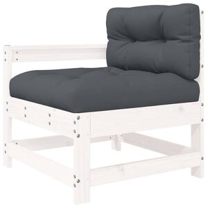 vidaXL Cadeira de jardim c/ almofad&otilde;es pinho maci&ccedil;o branco