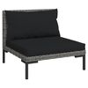 vidaXL 9 pcs conj. lounge jardim c/ almofad&otilde;es vime PE cinzento-escuro