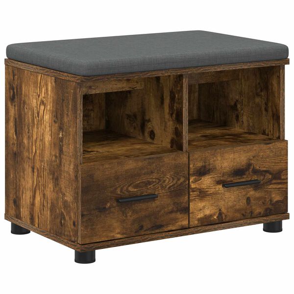 vidaXL Banco de Hall com almofada Carvalho Defumado 60 x 38 x 46 cm