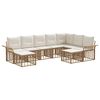 vidaXL Conjunto de Sof&aacute;s para Exterior 9 pcs Natural e Branco Creme