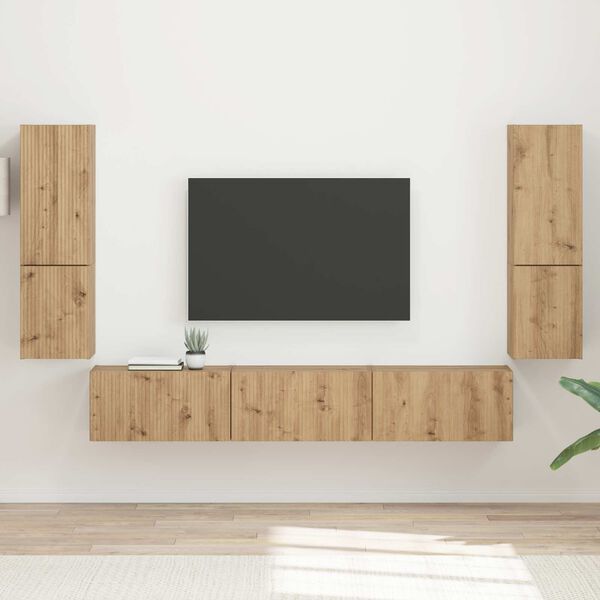 vidaXL Conjunto de m&oacute;vel de TV 4 pcs Carvalho Artesanal