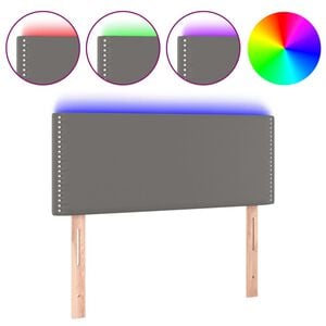 vidaXL Cabeceira de cama c/ LED 80x5x78/88cm couro artificial cinzento