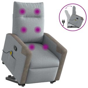 vidaXL Poltrona reclin&aacute;vel massagens tecido cinzento-claro
