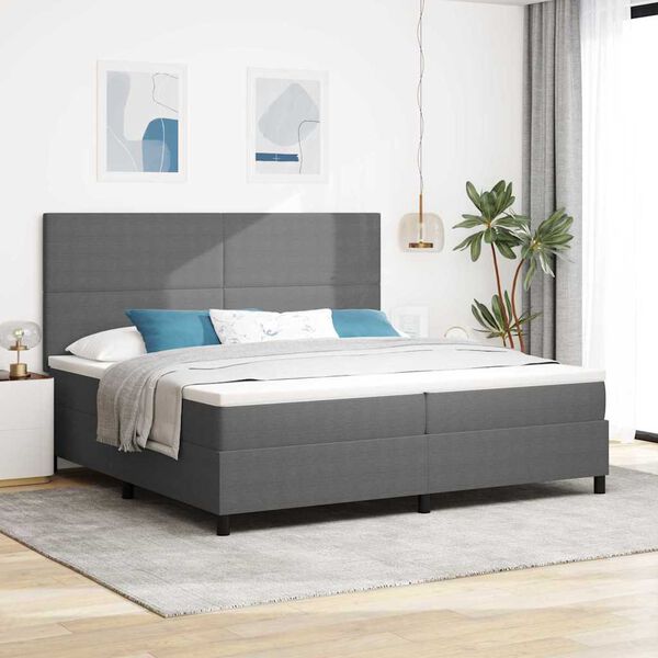 vidaXL Cama Box com cabeceira Cinza Claro e Branco 200 x 200 cm