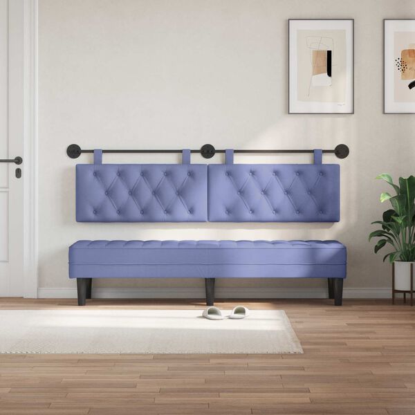 vidaXL Cabeceira Suspensa Azul Jeans 190 x 55 x 7 cm tecido