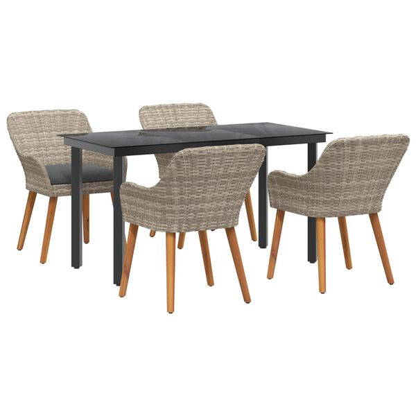 vidaXL Conjunto de sala de jantar Cinzento-claro Rattan Sintético
