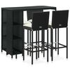 vidaXL 5 pcs conjunto de bar p/ jardim c/ almofad&otilde;es vime PE preto