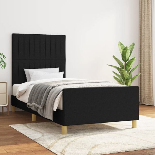 vidaXL Estrutura de cama sem colch&atilde;o 80x200 cm tecido preto