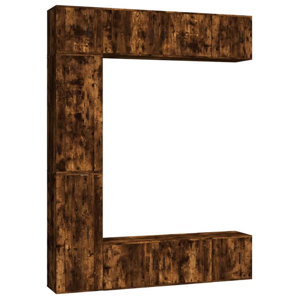 vidaXL Conjunto m&oacute;veis de TV 7 pcs madeira processada carvalho fumado