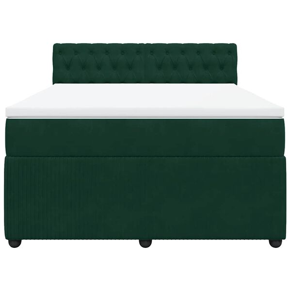 vidaXL Cama com molas/colch&atilde;o 140x200 cm veludo verde-escuro