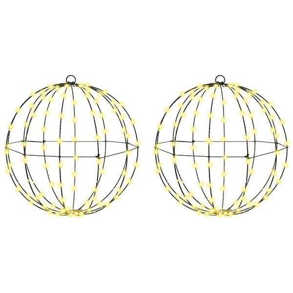 vidaXL Bola com 192 LEDs 2 pcs Branco quente 40 x 40 x 43,5 cm Metal