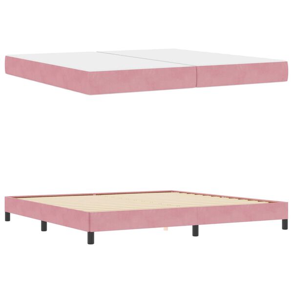 vidaXL Cama Box com colch&atilde;o Rosa 200 x 200 cm tecido