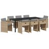 vidaXL Conjunto de Jantar para Jardim 9 pcs Bege vime PE