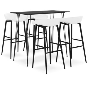 vidaXL 5 pcs conjunto de bar preto e branco