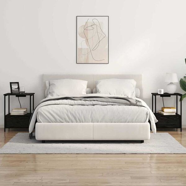 vidaXL Arm&aacute;rio de Cabeceira com gaveta Carvalho Preto 42 x 41 x 56 cm