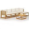 vidaXL 6 pcs conjunto lounge jardim c/ almofad&otilde;es ac&aacute;cia maci&ccedil;a creme