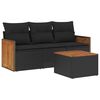 vidaXL 4 pcs conjunto de sof&aacute;s para jardim c/ almofad&otilde;es vime PE preto