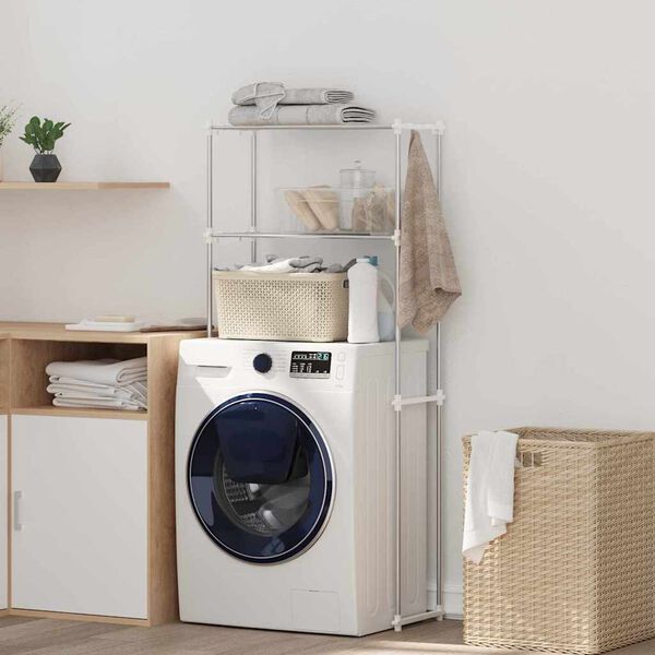 vidaXL Prateleira para M&aacute;quina de Lavar Branco 70 x 27 x 136 cm