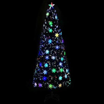 vidaXL Árvore de Natal com flocos de neve LED 240 cm fibra ótica preto