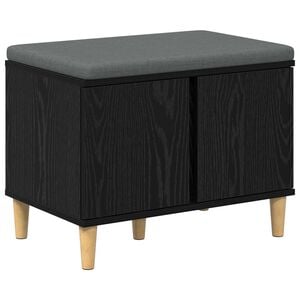 vidaXL Banco de Hall com almofada Carvalho Preto 60 x 38 x 46 cm