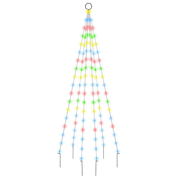 vidaXL Árvore de Natal mastro de bandeira 108 LEDs 180 cm colorido
