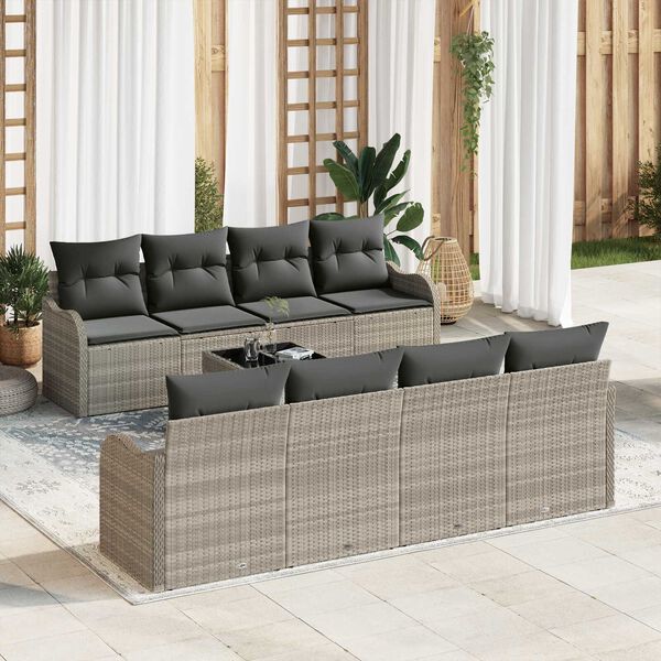 vidaXL Conjunto de Sof&aacute; de Jardim 9 pcs Cinza Claro e Cinza Escuro